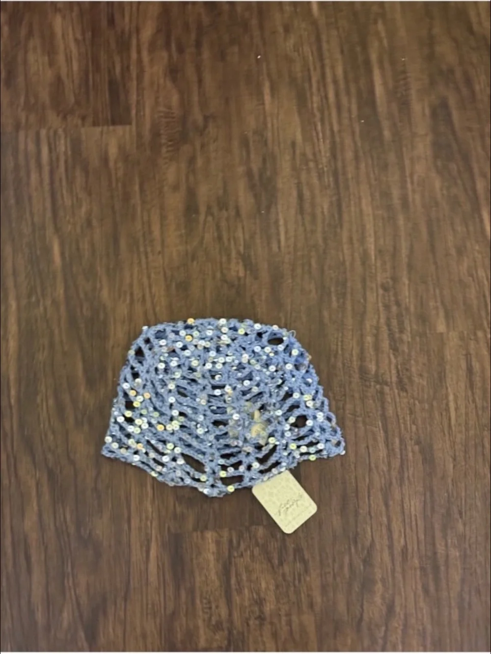Free People Mika Light Blue Sequin disco Crochet skull cap